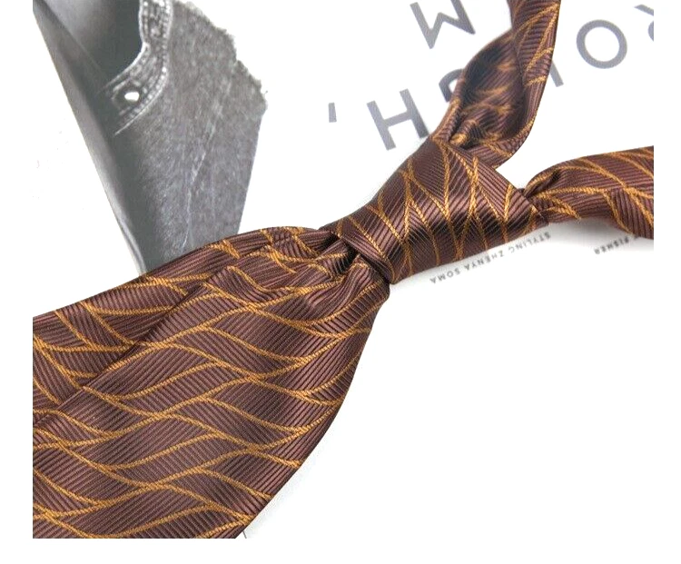 Nueva Corbata Clásica Rayas Marrón JACQUARD TEJIDA 100% Seda Para Hombre Foto 1 de 1