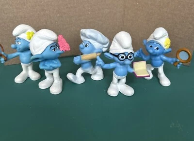 Figuras de los Pitufos Peyo McDonalds Happy Meal 2011 y 2013 adornos para pasteles juguetes LOTE/5 Foto 1 de 4