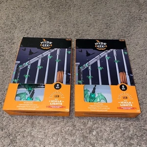 RARE Boutique LED Bat Halloween Icicle Green Lights Hyde & Eek! (2 Pack) NEW! - Picture 1 of 4