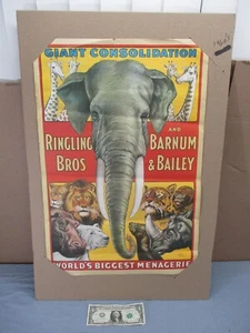 Vtg 1960s Ringling Bros Barnum Bailey Giant Consolidation Circus Animals Poster - Picture 1 of 10
