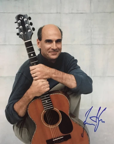 James Taylor Signed Photo James Taylor Autographed Picture Proof Smiling Guitar Cover