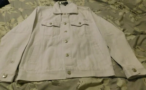 NWT WHITE "ALLEGRA K" Denim Jean Jacket--Size 36               REDUCED  TO SELL - Picture 1 of 5