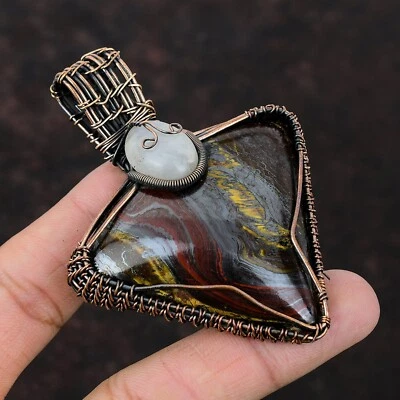 Joyería de hierro ojo de tigre regalo de cobre para madre alambre envuelto colgante 3,27" Foto 1 de 4