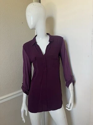 SPLENDID Burgundy Maroon Rayon Supima Cotton Collared Pullover Blouse Sz M - Image 1 of 4