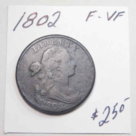1802 100% ORIGINAL DRAPED BUST LARGE CENT F - VF CHOLATE BROWN⭐⭐ Cover