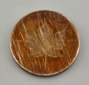 1988 Canadian Silver Maple Leaf Key Date First Year Of Issue Monster Toned Coin - Picture 1 of 2