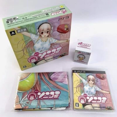 PS3 Motto Sonicomi Limited Edition W/Super Sonico Figure Pillow Case Used - Image 1 of 4