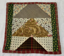 Vintage Antique Patchwork Quilt Table Topper, Triangles, Early Calicos, Brown