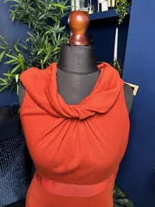 Giambattista Valli Orange Red Rust Sleeveless Bodycon Dress 100% Wool EU 40 XS - Picture 1 of 8