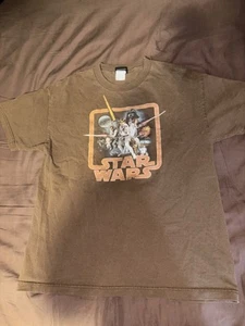 Vintage STAR WARS Men's Brown Graphic T Shirt Xlarge XL Original 90s 1990s - Picture 1 of 7