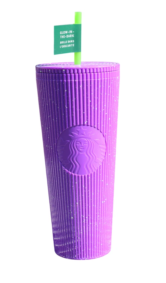 Purple Glow Starbucks Glow In The Dark Purple Splatter 24oz tumbler Cup