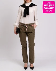 RRP €280 ISABEL MARANT Gabardine Skinny Trousers FR38 US6 M Tie Belt High Waist - Picture 1 of 8