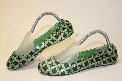 Banana Republic NUEVO Mujer Talla 8 Verde Estampado Enrejado Satinado Ballet Zapatos Planos Foto 1 de 4