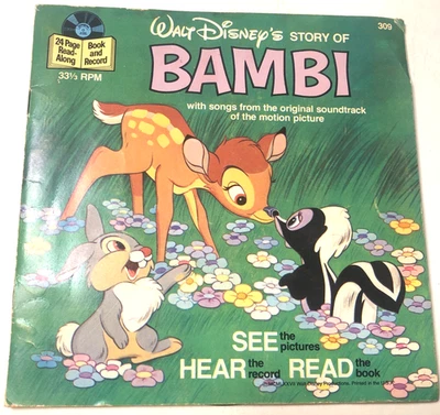 Walt Disney 7" Record 45 & Book Walt Disney's Story Of Bambi - Image 1 of 4