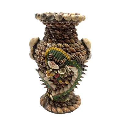 Jarrones vintage asiáticos con concha incrustada de 6,75" con arte de vagabundo con detalles de dragón Foto 1 de 4