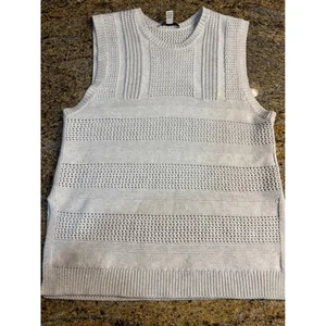 Cotton by Autumn Cashmere Sweater Vest Knit Sleeveless Top Size M Gray - Picture 1 of 6