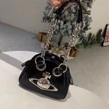 Vivienne Westwood leather big orb chain shoulder bag, black, new, unused