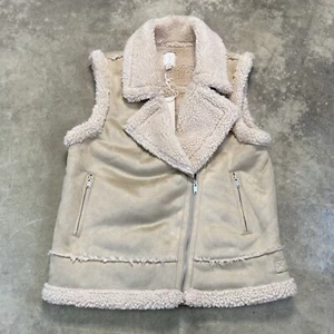 Joie Jacket Womens Small Camel Tan Knit Utility Vest Zip Sherpa Lined - Picture 1 of 7