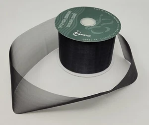 NEW Berwick Black Misty Sheer Nylon Woven Floral Craft Ribbon 2-1/2" x 25 YDS - Picture 1 of 3