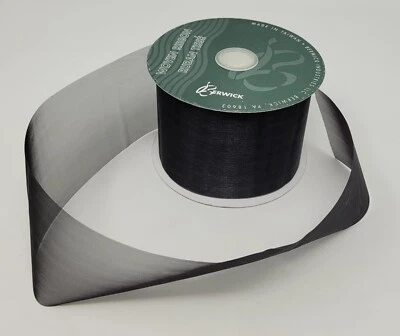 NEW Berwick Black Misty Sheer Nylon Woven Floral Craft Ribbon 2-1/2" x 25 YDS - Image 1 of 3