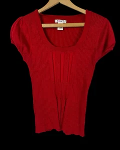 Pout Y2K maglia maglione top a costine babydoll maglietta bambino manica a sbuffo principessa fata L - Foto 1 di 8