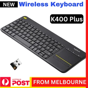 Logitech Wireless Keyboard K400 Plus PC-to-TV Control Touch Pad mouse combo Aus - Picture 1 of 13