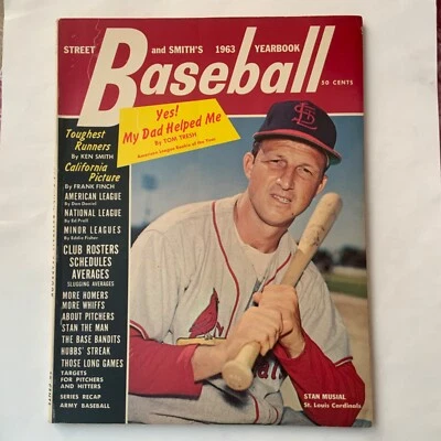 1963 年街头和史密斯棒球年鉴-斯坦音乐(红雀队)封面近乎完好 — 第 1/3 张图片