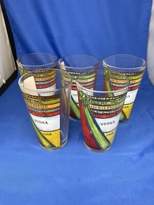 Bloody Mary Decorated Recipe Set of 5 16 oz Barware Drinking Glasses Collection - Picture 1 of 5