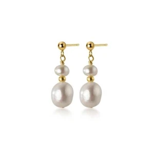 Women Jewelry Sterling Silver Pearls Dangle Stud Earrings A1694 - Picture 1 of 6