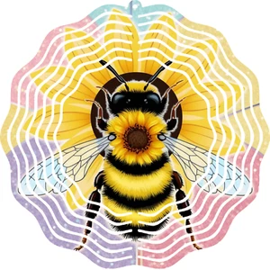 Sunflower and Bee Kinetic Wind Spinner 10" Metal Outdoor Garden Yard Whirligig - Picture 1 of 9