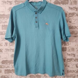 TOMMY BAHAMA MENS XL PIMA COTTON BLEND TEAL GOLF POLO SHIRT EMBROIDER