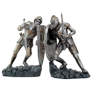 Medieval Knights in Full Armor Battling Bookends Set Collectible Figurine 8 I... - Bild 1 von 1