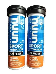 2X - Nuun Sport Hydration Caffeine Mango Orange 10 Servings per Tube Exp 09/2025 - Picture 1 of 2