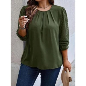 T-shirt donna girocollo casual tinta unita taglie forti - Foto 1 di 5