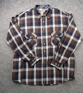 Vintage Big Mac Shirt Mens XXLT Brown Blue Plaid Rugged Twill Button Up Pockets - Picture 1 of 12