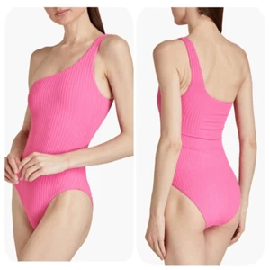NWOT MELISSA ODABASH Palermo one-shoulder ribbed swimsuit Sz 6 - Picture 1 of 6