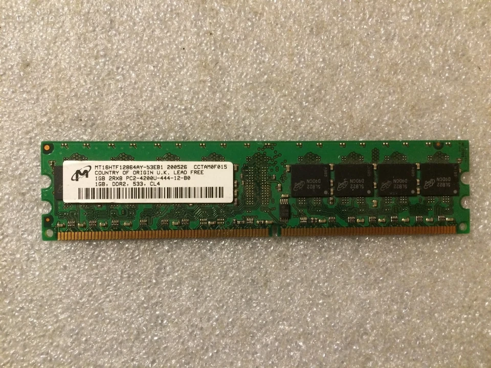 Memoria DDR2 Micron MT16HTF12864AY-53EB1 1GB PC2-4200 533MHz CL4 240-Pin - Immagine 1 di 1