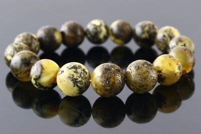 Подлинный балтийский янтарь круглой формы бисер эластичный браслет 16,5 г 200218-6 - Изображение 1 из 4