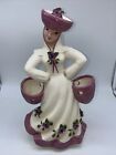 Vintage Hedi Schoop Figurine Lady w/pink flowers and pink hat Cream dress SIGNED