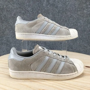 Adidas Shoes Womens 7.5 Superstar Sneaker Suede Round Toe Comfort Lace Up Gray - Picture 1 of 16
