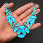 Blue Fire Opal Gemstone 925 Sterling Silver Jewelry Women Necklace 18" h093