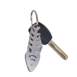 "Mini Fish Bone Folding Knife Keychain – Stainless Steel Box Cutter for Outdoor - Picture 1 of 12