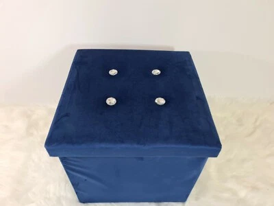 Ottoman Storage Box Foot Stool velvet Folding Seat Toys Holder Chair Pouffe Shoe - Image 1 of 3