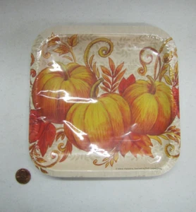 New! Vintage Fall Autumn 8 Small 6 7/8" Plates Thanksgiving "Pretty Pumpkins" - Picture 1 of 2