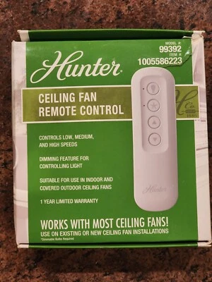Hunter 99392 Universal 3 Speed Ceiling Fan Handheld Remote Control in White - Image 1 of 3
