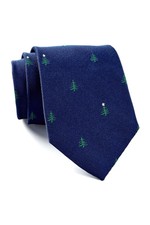 NEW $69 TOMMY HILFIGER NAVY BLUE CHRISTMAS TREE 100% SILK NECK TIE