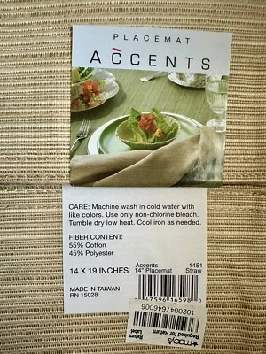 Placemats Beige Tan Natural Linen Look Set of 4 NWT 14”x19” Accents - Image 1 of 3