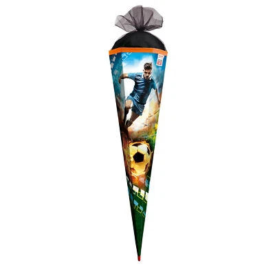 ROTH GMBH Roth Schultüte Soccer 85cm eckig fest verklebter Tüllverschluss Holzspitze