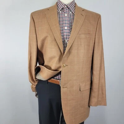 Kasper Мужская Sport пальто Blazer елочка клетку оранжевый коричневый шелк шерсти размер 44L - Изображение 1 из 4