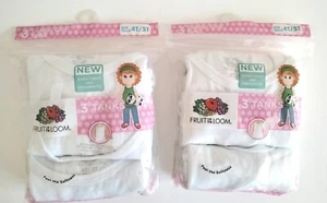 New 2 Packs-3 Each Fruit of the Loom Toddler Girl's Size 4T/5T White Tanks Soft  - Picture 1 of 9